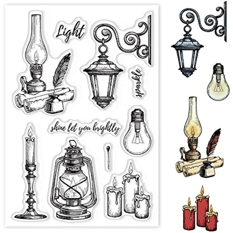 Clear Silicone Stamps For Card Making - 빈티지 조명 실리콘 클리어 스탬프 양초
