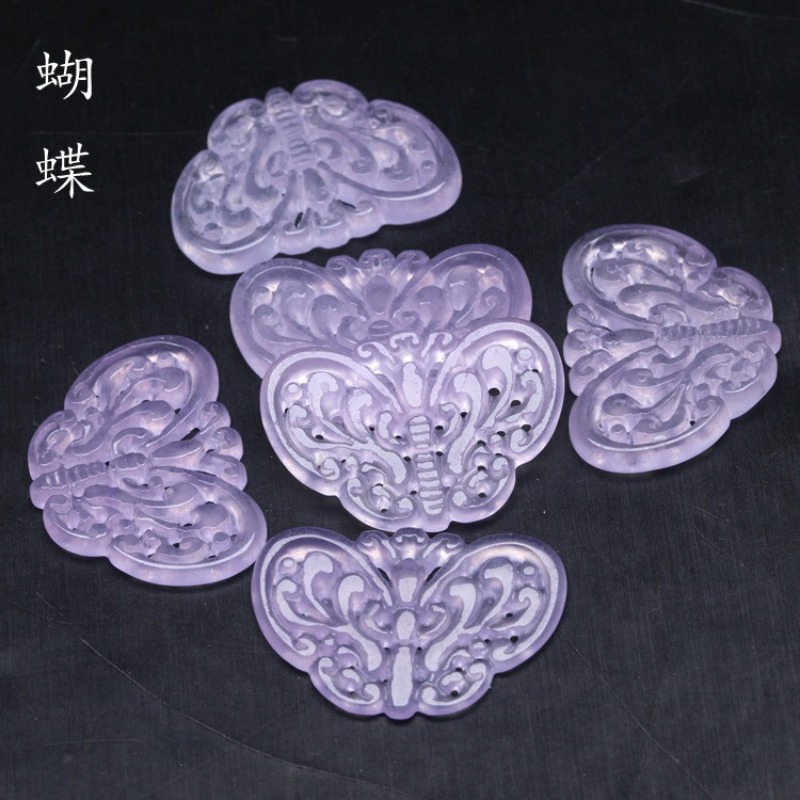 2pc 천연 보라색 옥 중공 비즈 나비 펜던트 경옥 에 - Beading 리뷰 및 가격