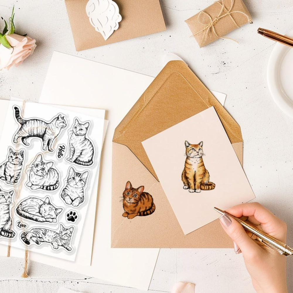 고양이 클리어 우표 현실적인 고양이 실리콘 클리어 스탬 - Clear Silicone Stamps For Card Making 리뷰 및 가격
