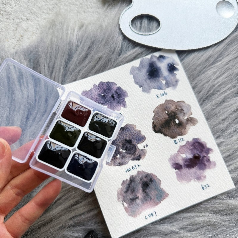 6 색 1ml 화이트 나이트 컬렉션 침전물 컬러 마스터 - Watercolor Paint Set Solid Pigment 리뷰 및 가격
